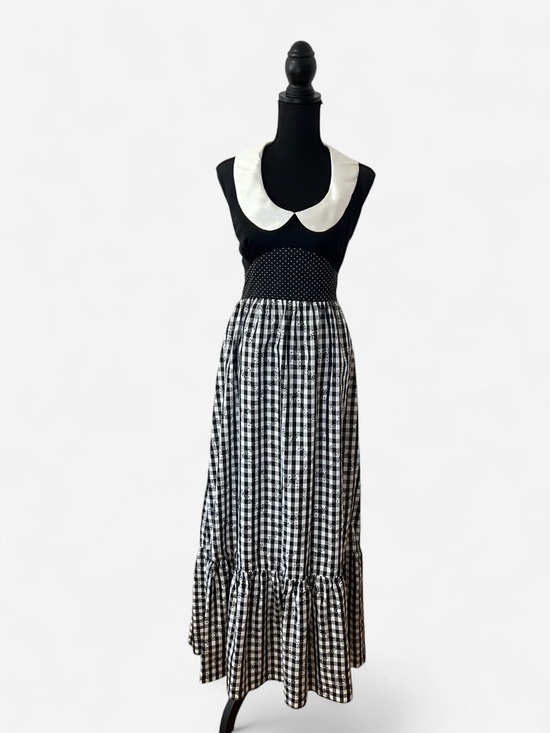 Kristine’s Kreations Dresses & Skirts - True Vintage 50s 60s Backless Halter Maxi Dress Retro Gingham Rockabilly Small